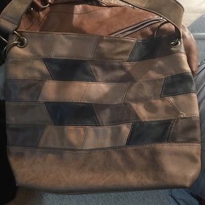 American Eagle brown leather patchwork bag